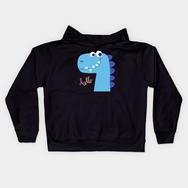 Cute Dinosaur Kids Hoodie by valentinahramov